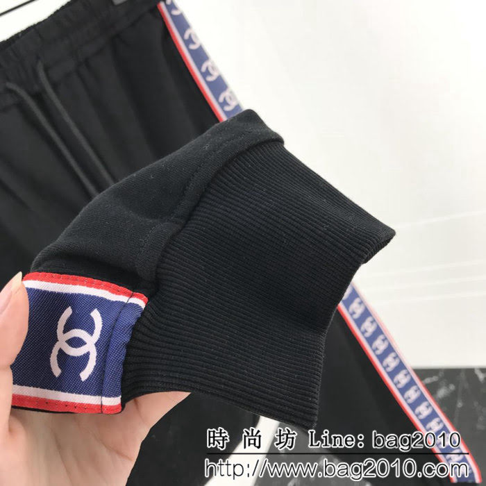CHANEL香奈兒 小香中古系列 vintage ins超火拼色袖 串標飾帶 休閒運動套裝 情侶款 ydi1118